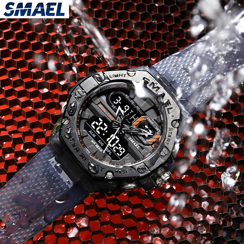 Smael 8066 Sports Watch Relogio Masculino Dual Display Wrist Watch Reloj Digital LED Mens Sport Hand Watches