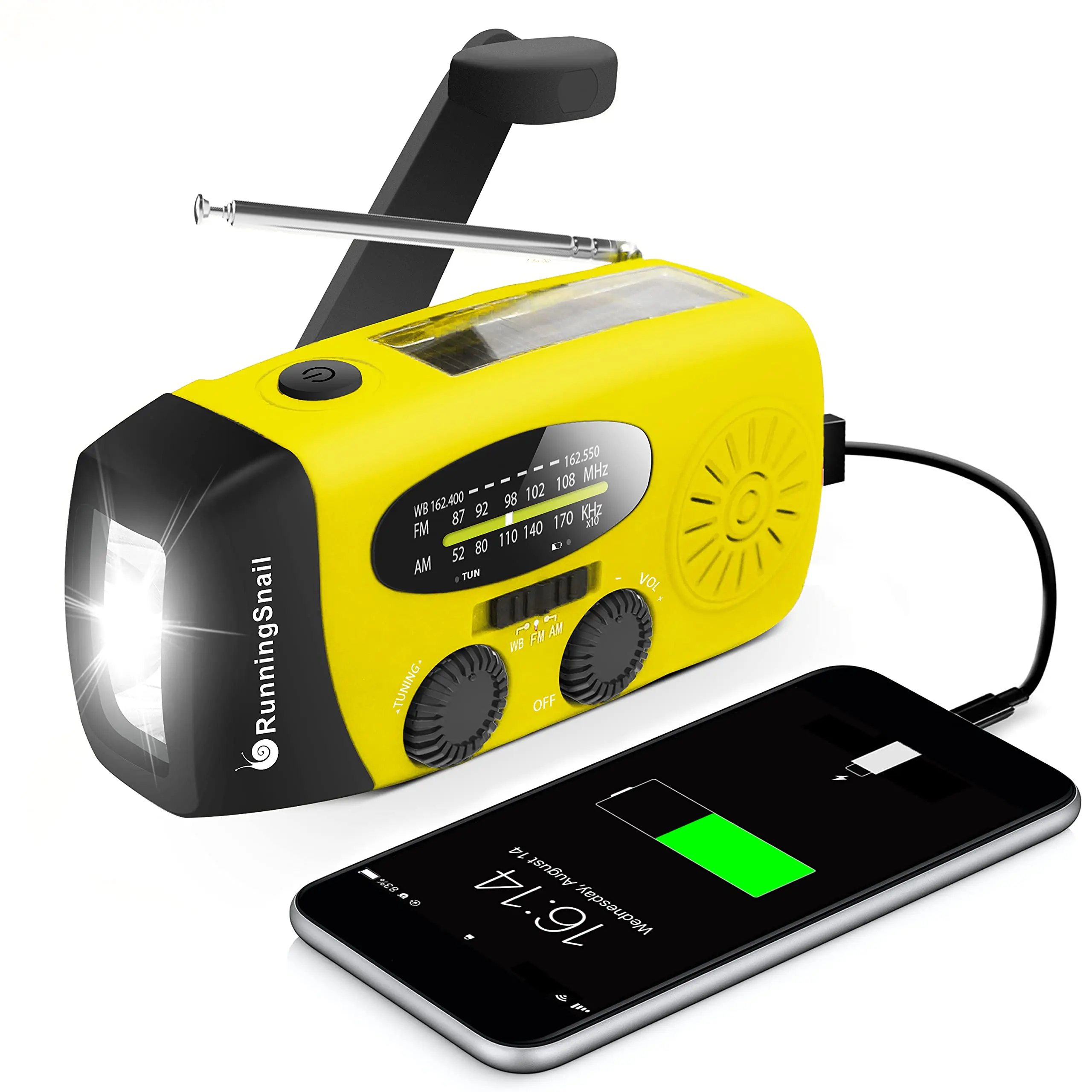 Amazon hot selling FM AM FM WB weather forecast sos alarm light hand crank solar power outdoor adventure portable radio