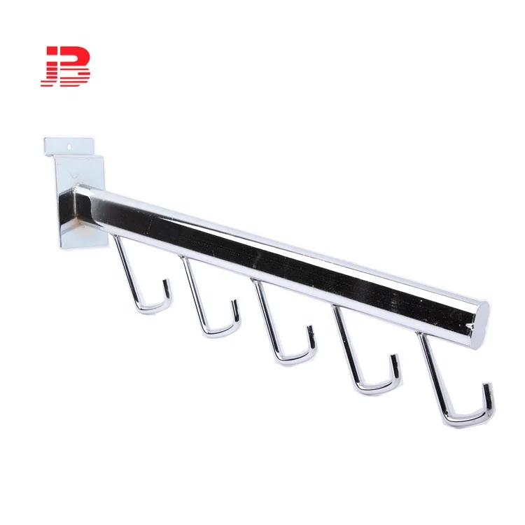 5 J shaped hooks 400mm metal chrome store display hook for slatwall