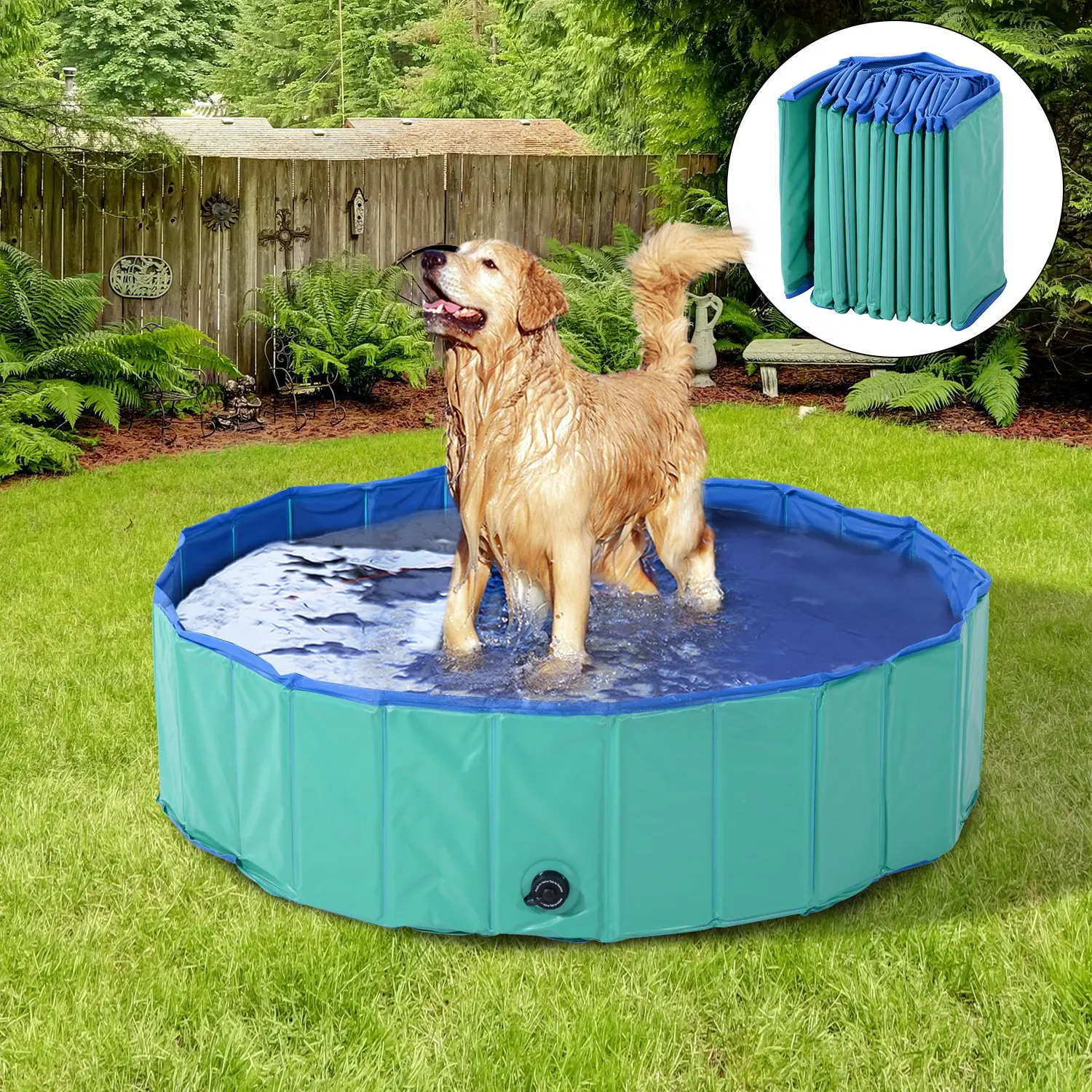  Foldable PVC Dog Swim Pool Pet Bath Collapsible Bathtub Portable Bathing Wash Water