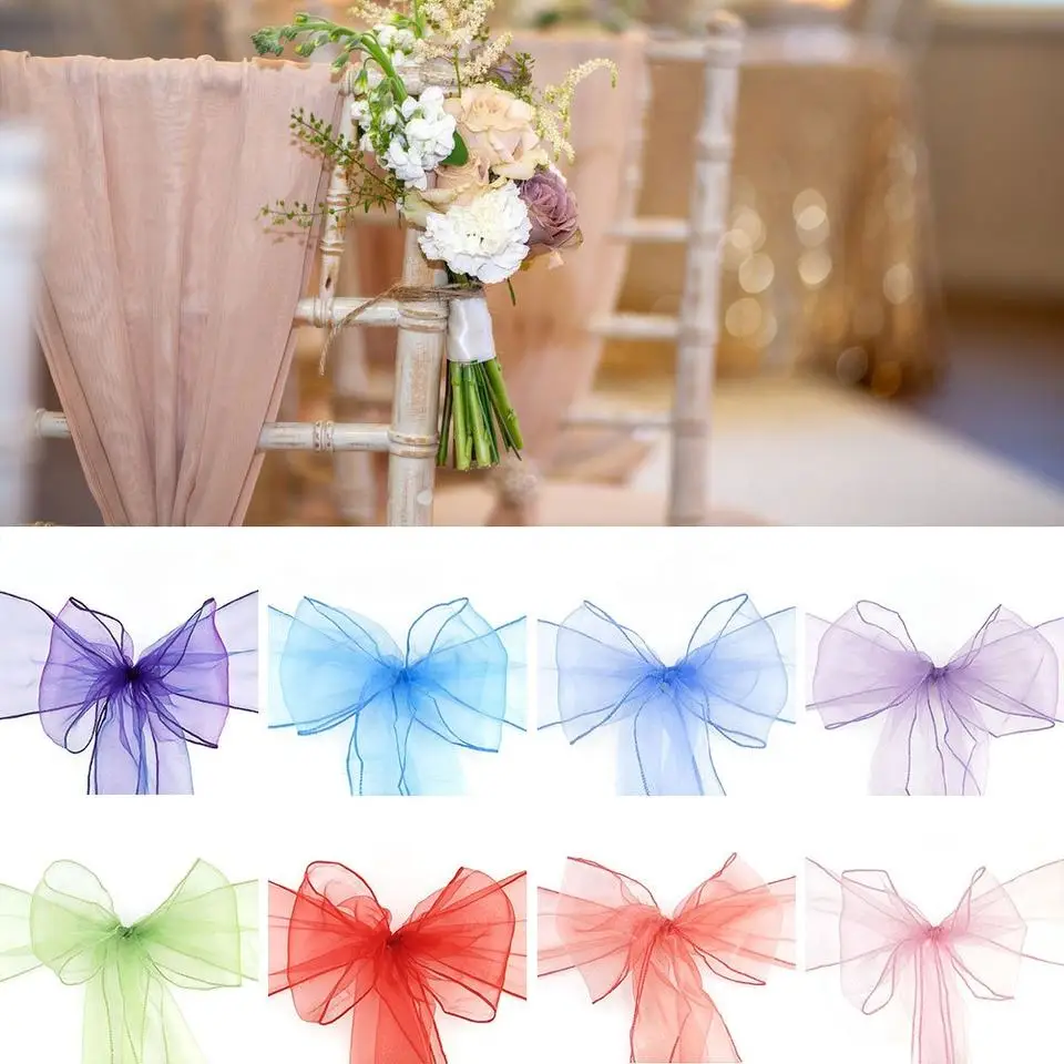 Organza Chair Wedding Sashes for Decoration Banquet Party Event Supplies