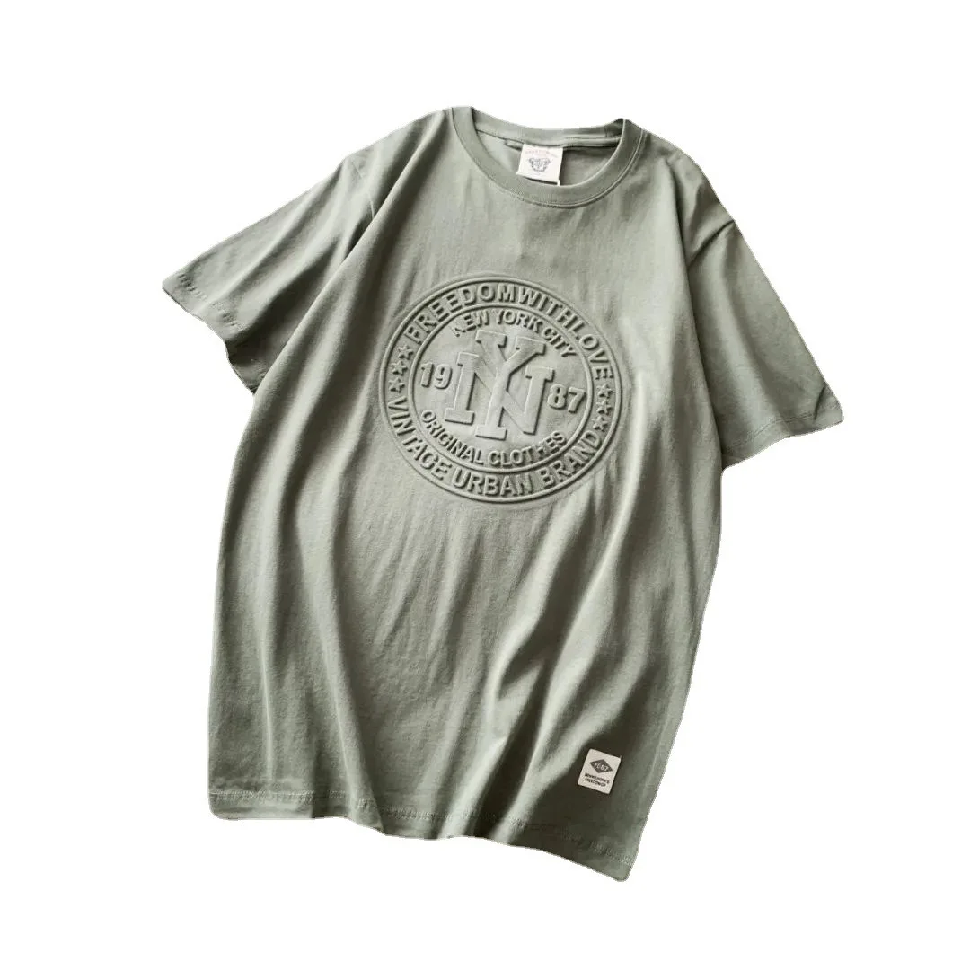 Wholesale Cheap price 3d embossed printing t shirt 100% cotton oversize heavy custom embossed t-shirts