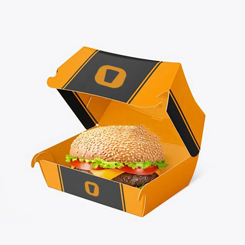 LOKYO Biodegradable custom to go fried chicken hot dog lunch paper box clamshell hamburger burger fast food packaging box