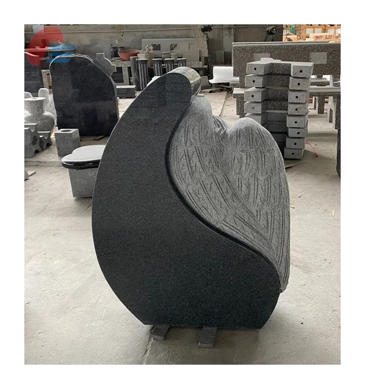 China Impala Granite  Headstone with Angel carving