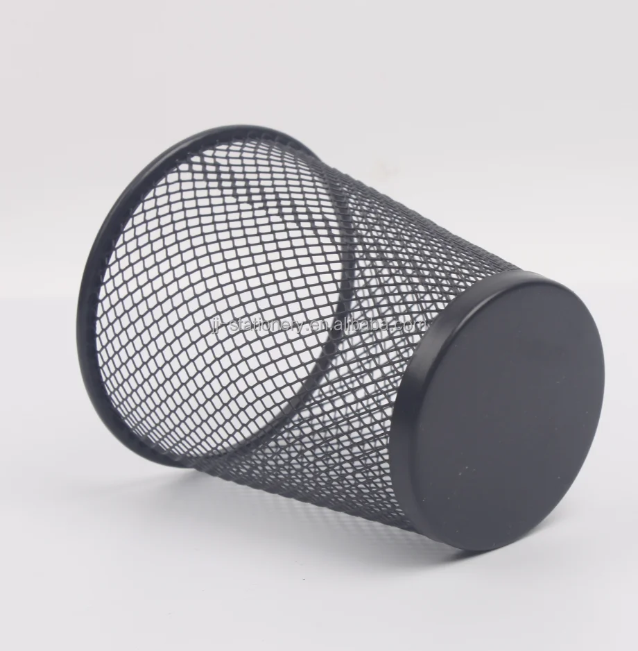 Multi Function Black Metal Mesh Pen Holder Office Desktop Stationery Organizer Desk Set Metal Mesh