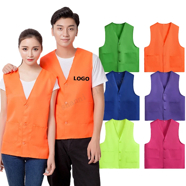 Customized Logo Polyester Supermarket Uniform Work Volunteer Vest With Logo design Custom Promotional Advertising Volunteer Vest