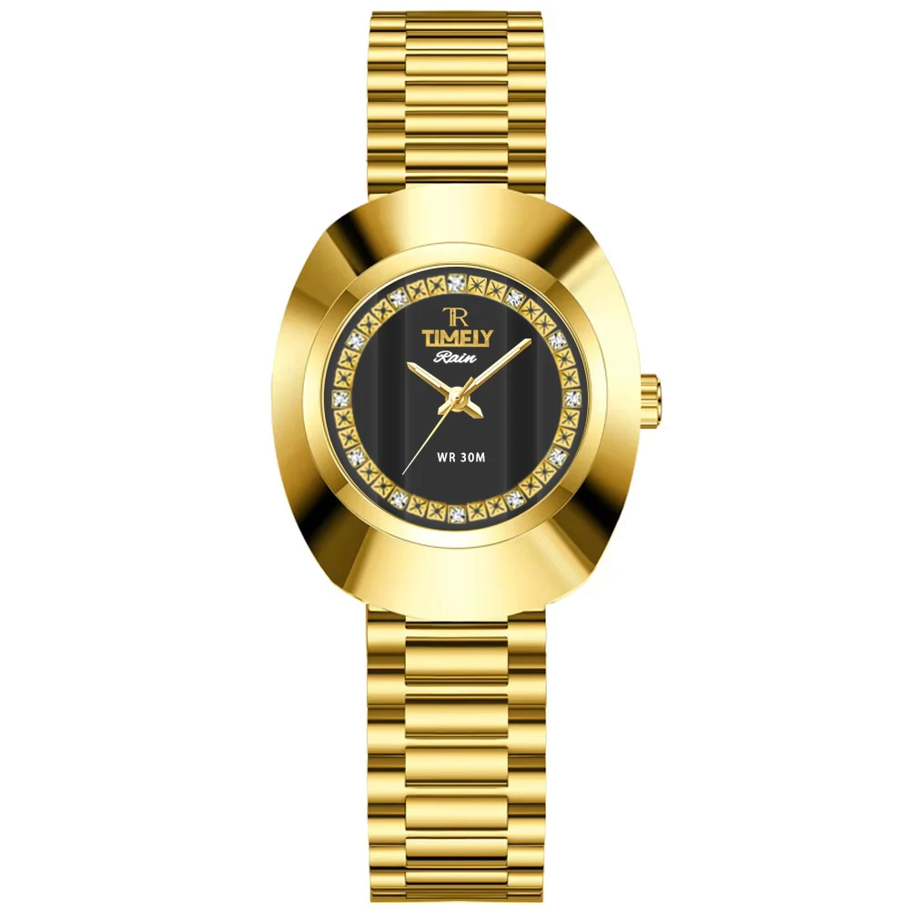 Hot Selling glass dial Bracelet Clasp business luxury gold color watch for men and women make in China