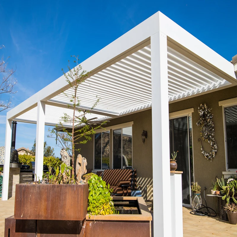 High-quality Outdoor Garden Pavilion Prefabrication Louvered Aluminium Alloy Manual Pergola