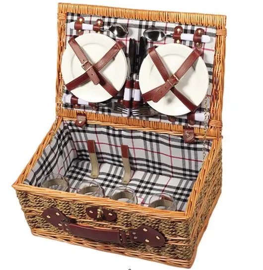 picnic basket 4 person grey wicker storage basket with lid 6 person picnic basket