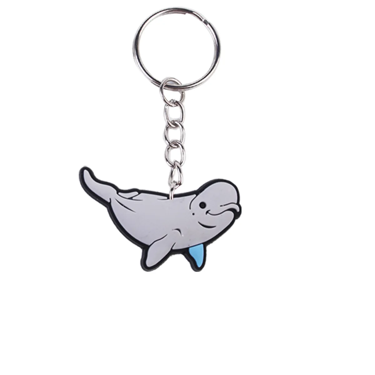 Xun Xin Custom Creative 2D Cartoon Shark Pattern Keychains PVC Soft Rubber Small Gift Key Chain Kids School Bag Pendant