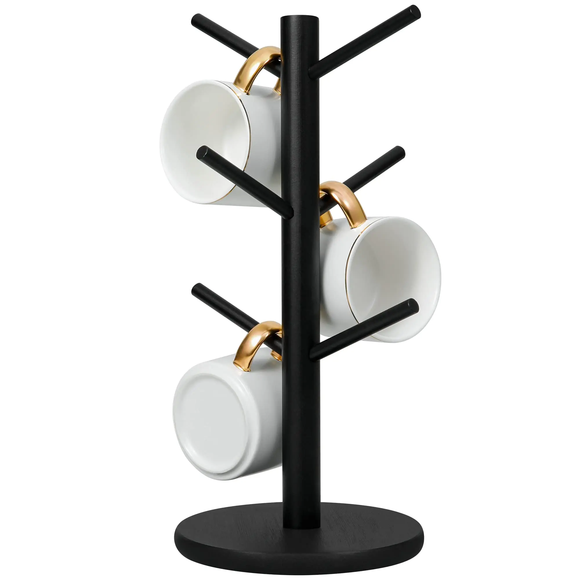 High Quality Creative Wooden Coffee Mug Rack Kitchen Cup Holder with 6 Hooks Coffee Mug Holder Tree