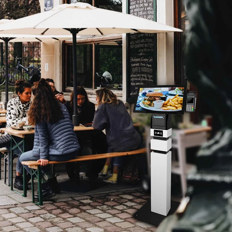 Hot sale accept customized 21.5' ultra 4K display support scan print touch screen self ordering kiosk stand for restaurant