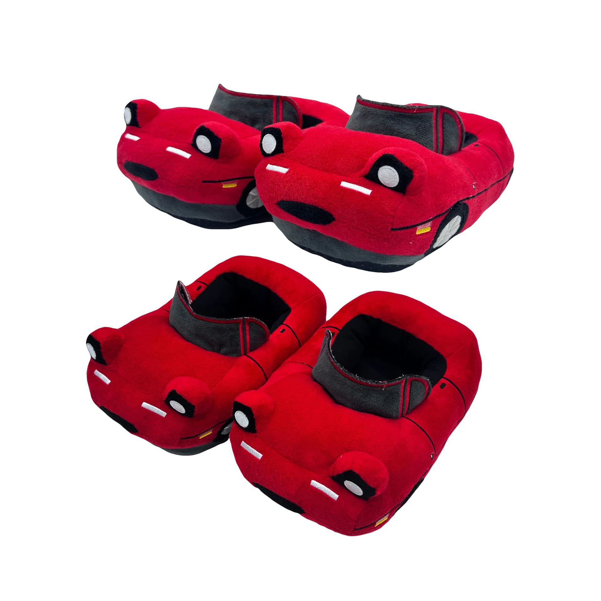 Cool red plush cotton slippers racing car stuffed big thin sole bedroom indoor funny birthday gift for kids