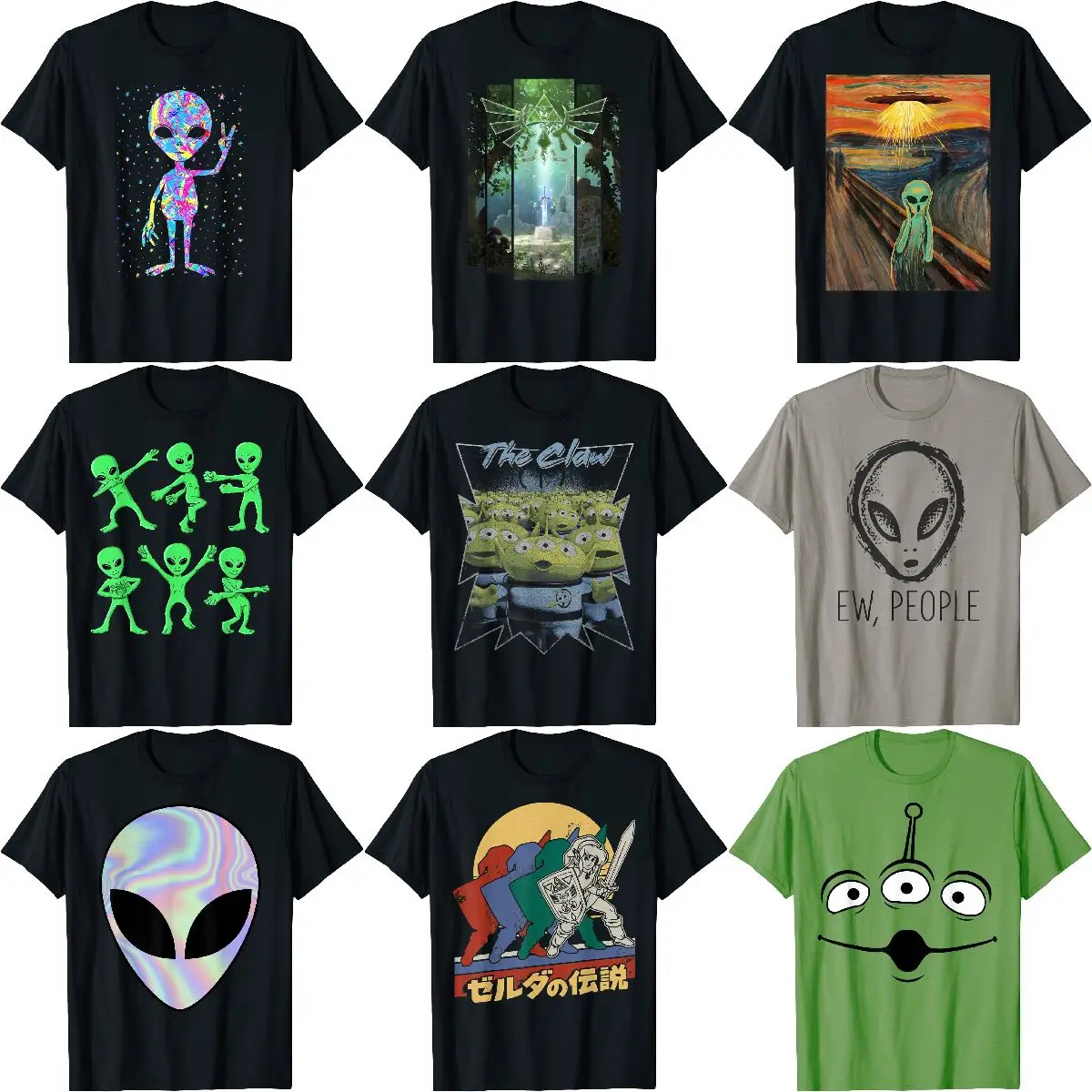 Custom 3D printed alien leisure sports T-shirt Cartoon Image Character Alien T shirt Doll Hand Office Hot Sale