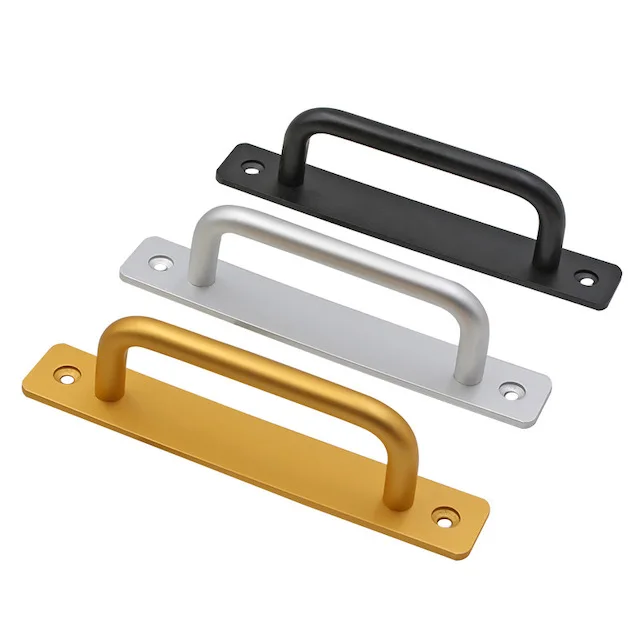 Kitchen Bedroom Grab Bar Cupboard Barn Door Handle Screws Door Handles Aluminium Black
