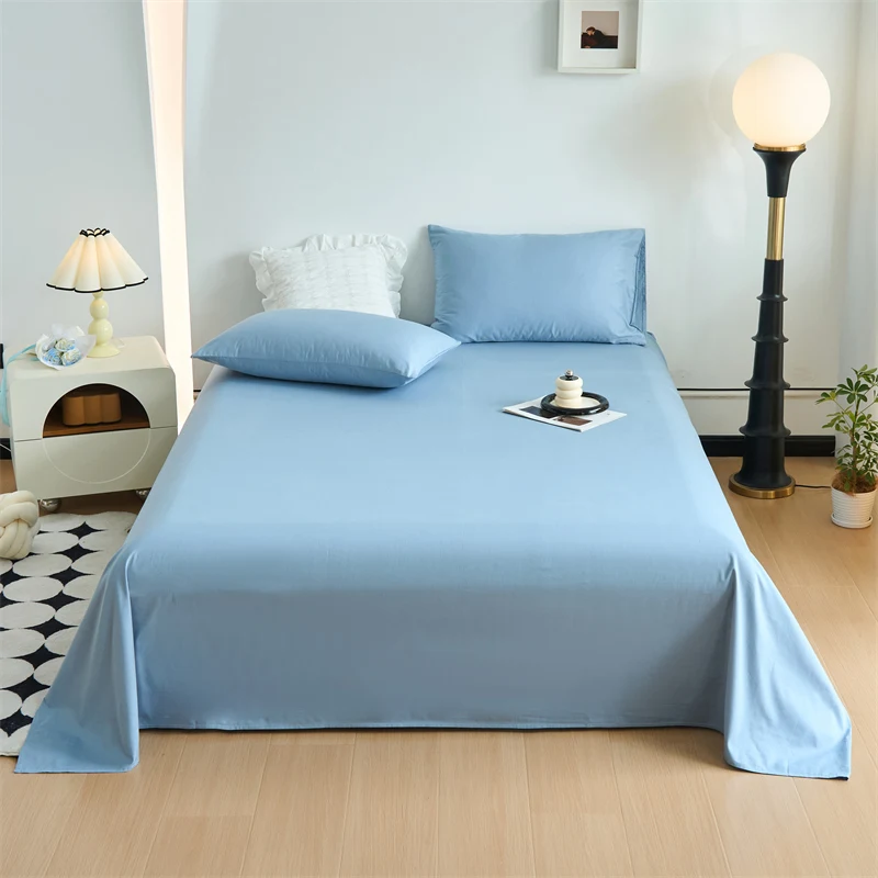 100% Cotton Fitted Sheet Set 3 or 4pcs Bedding Set Solid Top Sheet Home Hotel Pillowcase High Quality Customized Bed Linen Set