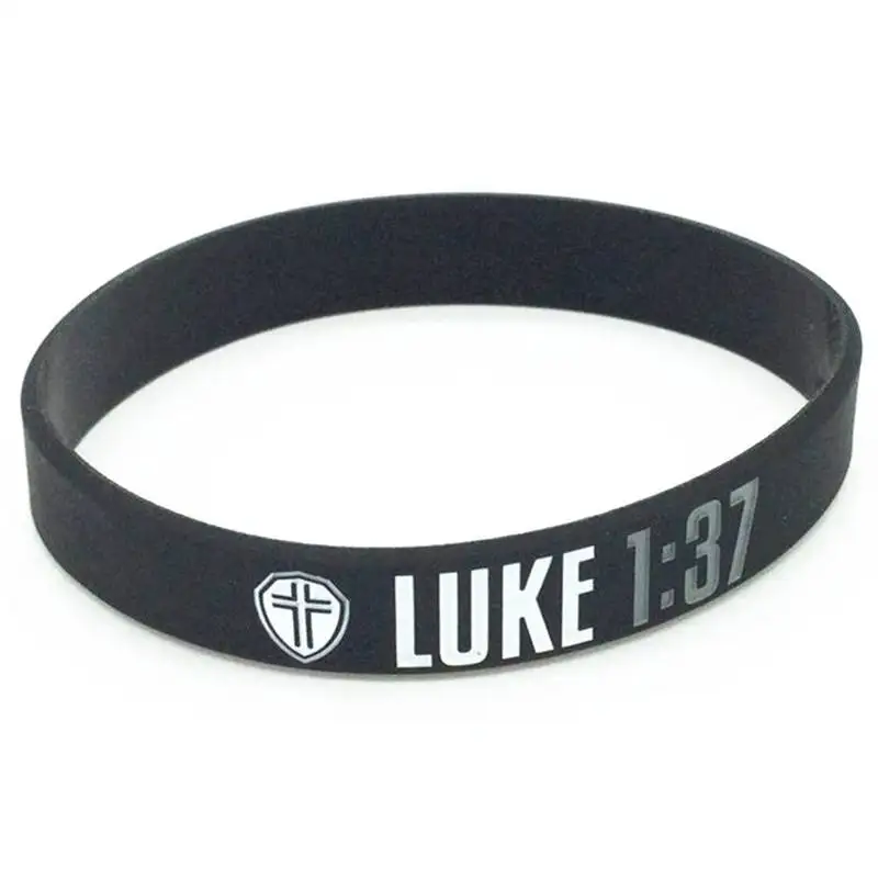 Philippians Luke Jeremiah Ephesians Verse Wristbands Men Black Silicone Bracelets Christian Religious Jewelry Gifts