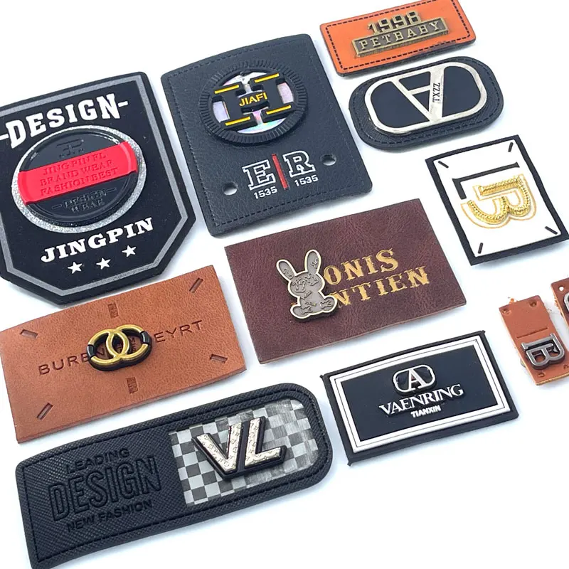 Personalized Square Blank Grey Knitting Tracker Baseball Hat Cap Tag Red Denim Leather Patch Label