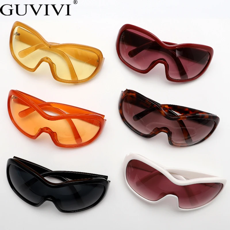 New One Piece Sunglasses Women Men UV400 Punk Irregular Mask Sun Glasses Luxury Brand Designer Wrap Around Oversized Sunglasses