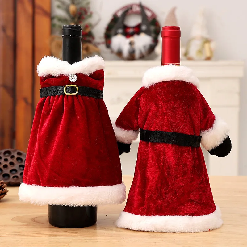 Decorative Christmas Wine Bottle Cover Bags Merry Christmas Decor For Home 2024 Christmas Ornaments Xmas Gift New Year 2024