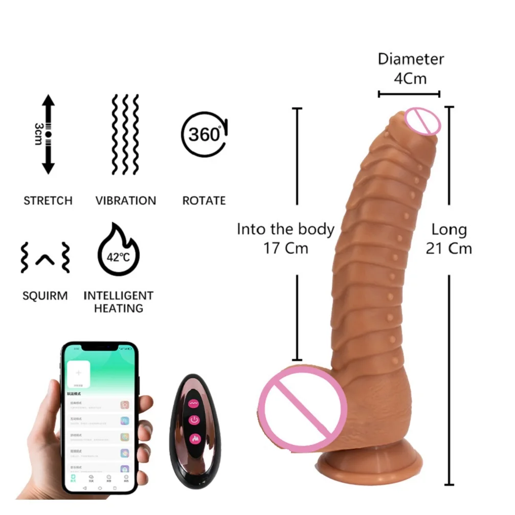 heating dick remote control rotate penis telescopic anal sex machine Realistic dildo vibrator for women