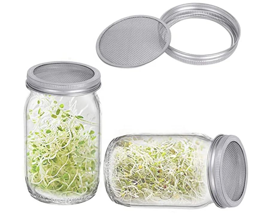 Make bean sprout at home wide mouth canning jar sprouting lids 304 stainless steel mason sprouting jar lid