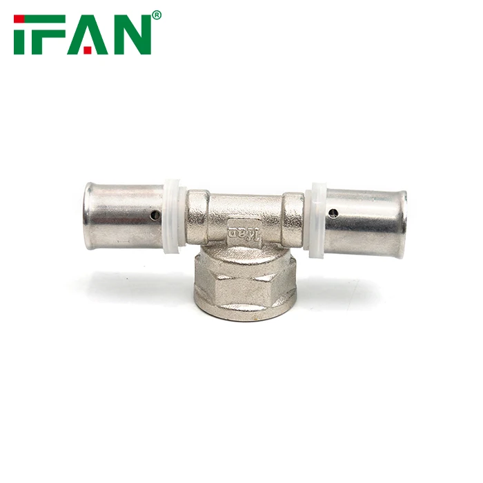 IFAN Factory Brass Press Fittings 16-32mm PEX Fitting transparent Nut ISO 21003 Male Tee PEX Press Fitting