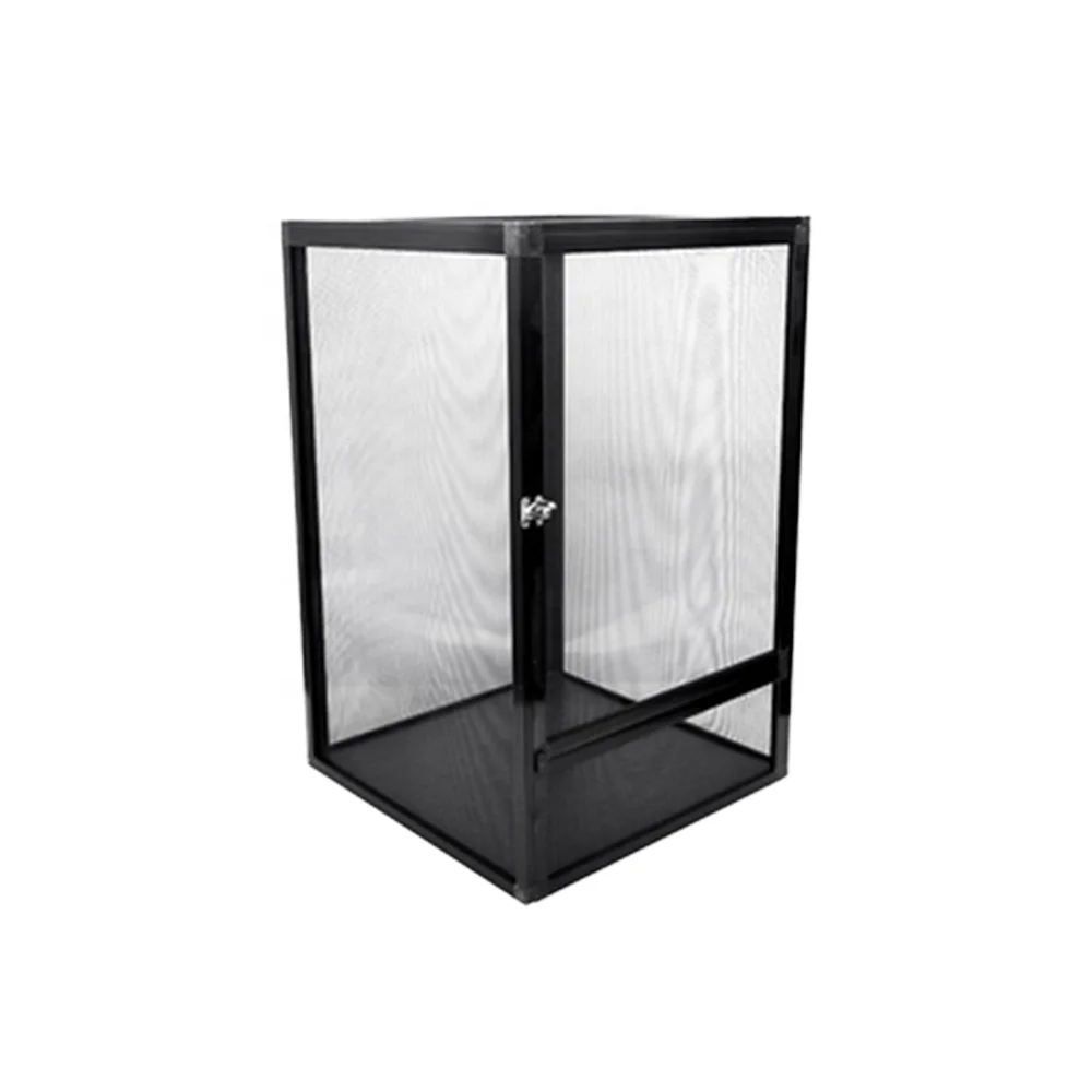 Black Medium Solid Pattern Aluminum PVC Screen Terrarium Small Animals Reptile Cage Button Square Plastic Tray Pallet Home Use