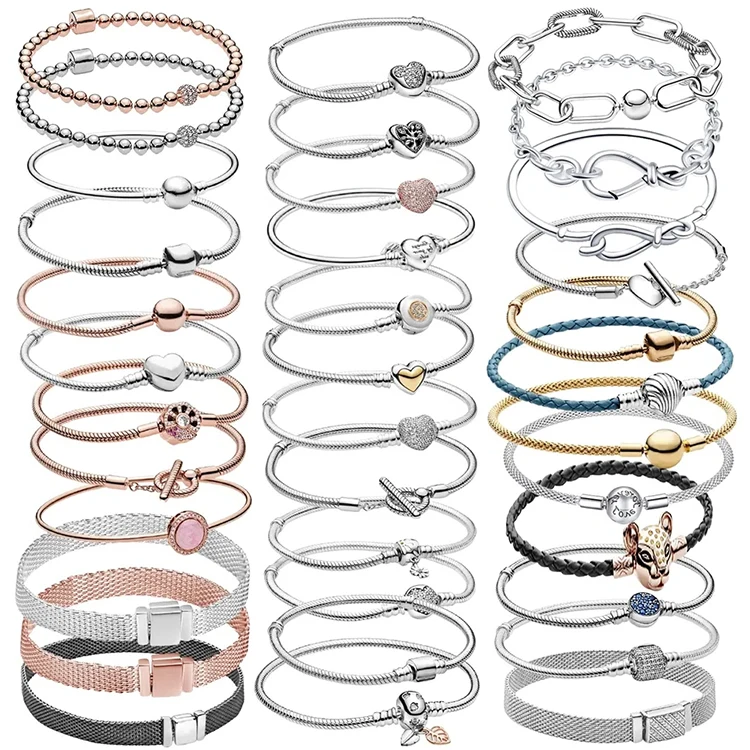 Custom Armband Gravierbar Pulseira Masculina Hot Sale Charm Colecciones Plata 925 Bracelets Women Bracelets & Bangles