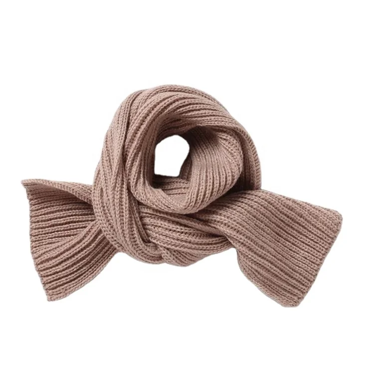
Top Selling Small Thick Warm Winter Korean Children Acrylic Wool Blend Custom Muffler Kids Korean Scarf Ladies Knitted 