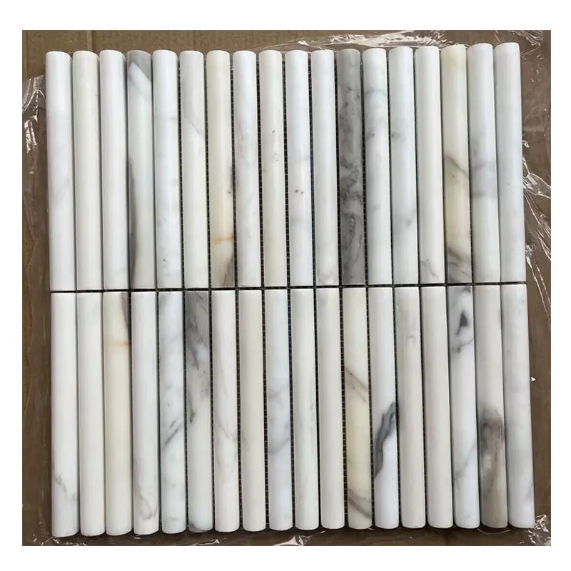 Grey Marble Curve fluted Marble Tiles Pencil trim door panels customized fluted travertine stone mosaic wall tiles shower