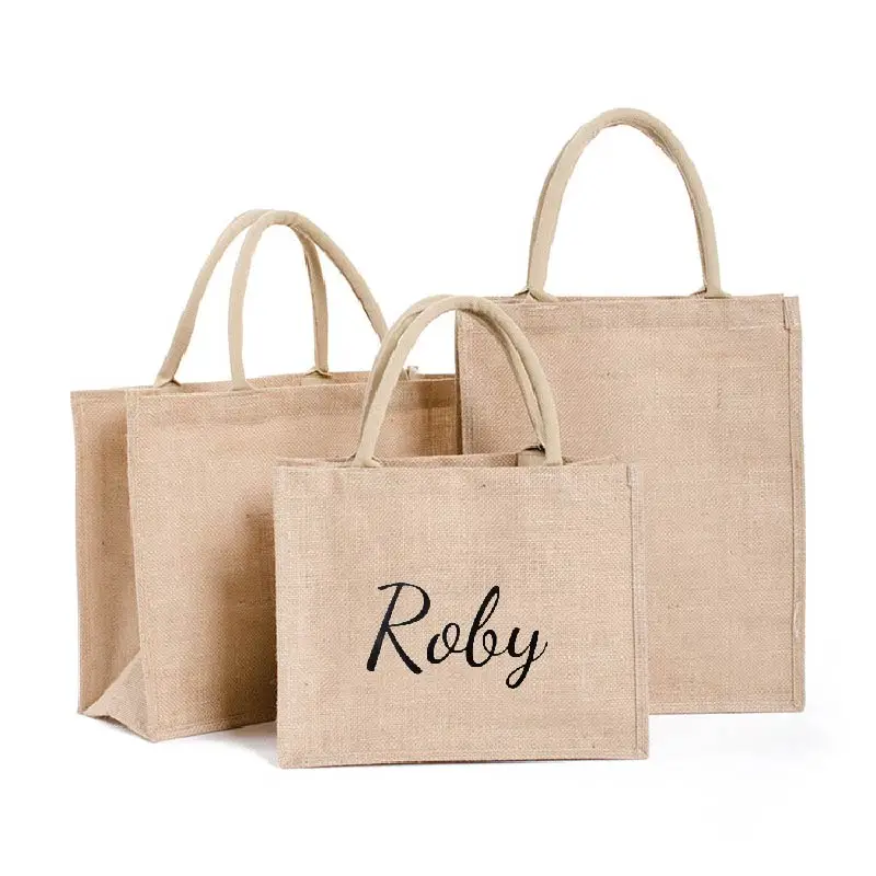 Wholesale custom Plain big Eco Friendly burlap jute tote bags for shopping