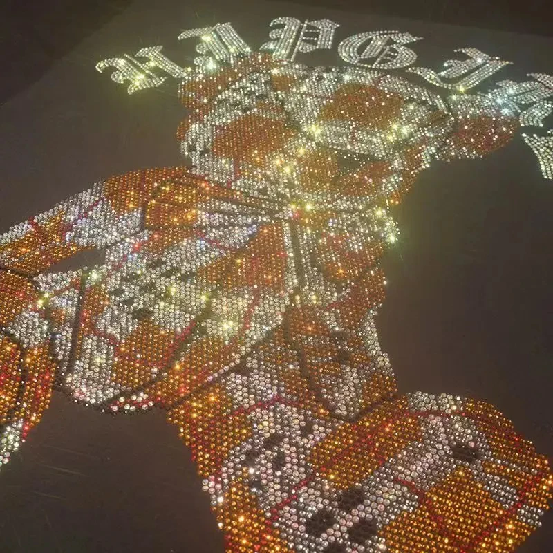 Factory Wholesale Hot fix Rhinestone Transfer Colorful Bling Rhinestone Designs Custom Rhinestone Motif Transfer For Shirt