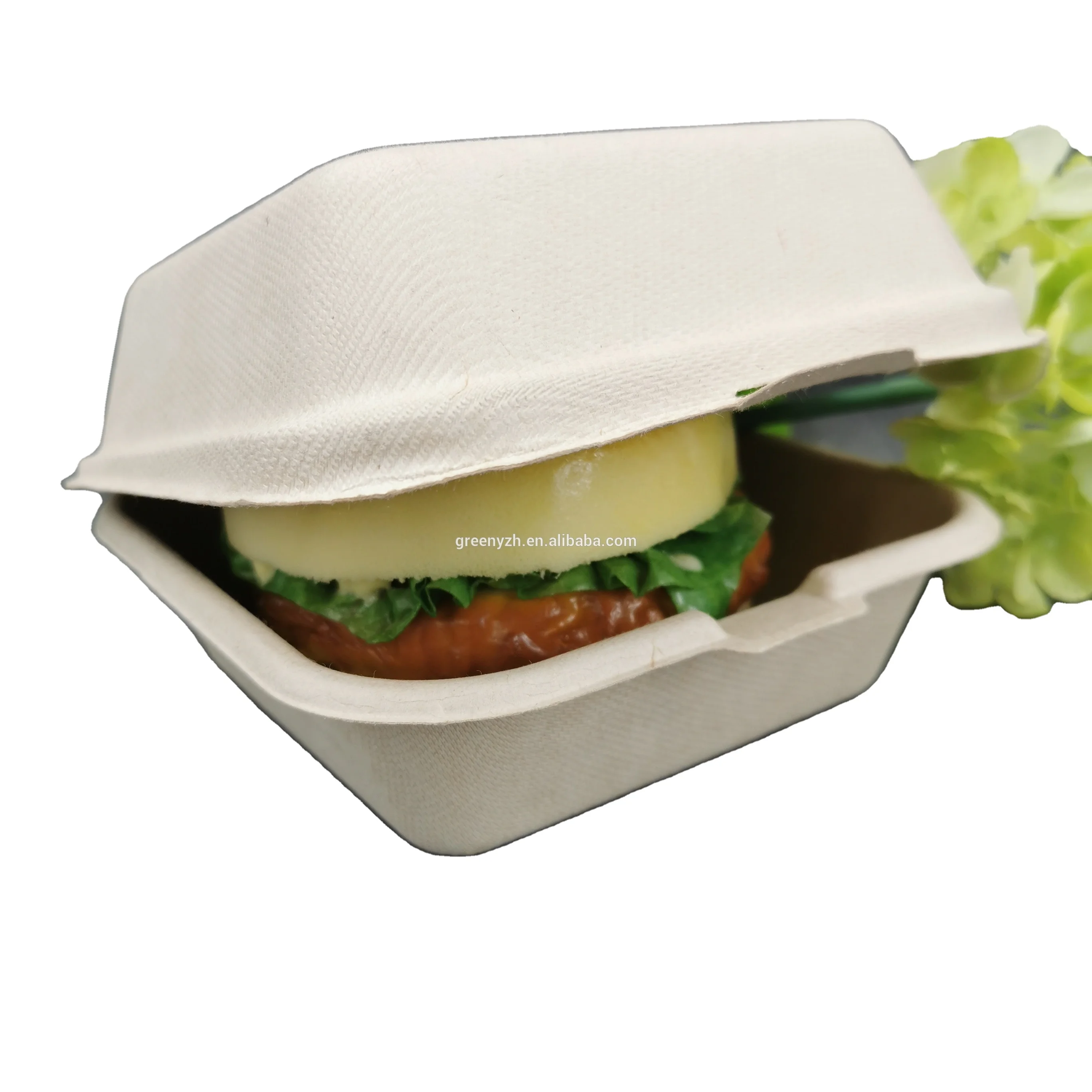 Biodegradable sugarcane clamshell box disposable dinnerware sets  take away food  container lunch box