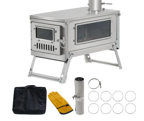 Smokeless Portable Camping Wood Stove Charcoal Cooking Tent Sauna Stainless Steel Camp Coal Burning Tent Heating Stove