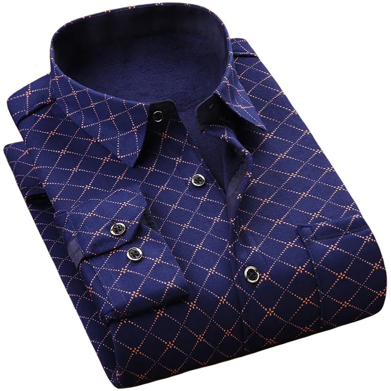 Winter long sleeve plaid warm thick fleece lined shirt fashion soft casual big size flannel shirt