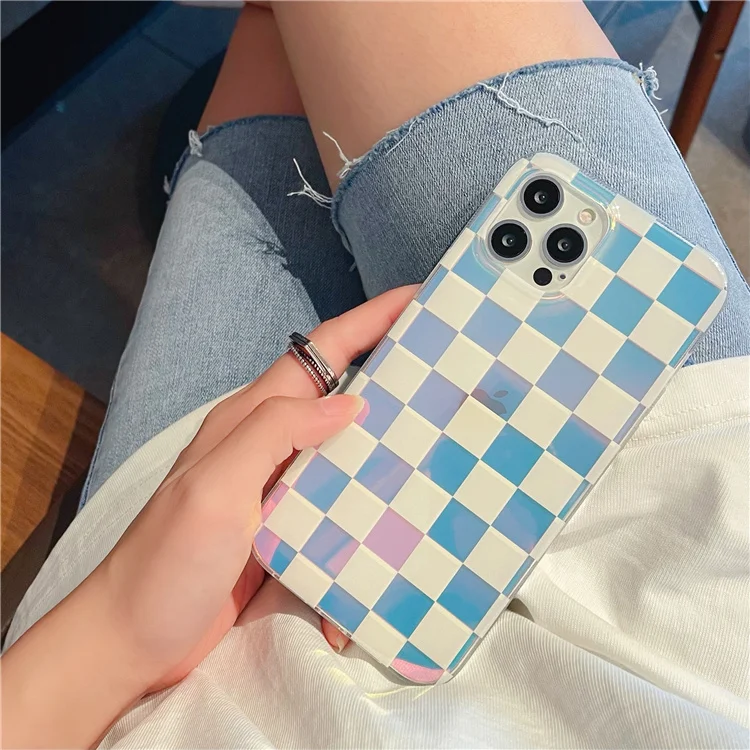
2021 new designer laser clear tpu printing Checkered pattern shockproof back cover phone case for Iphone 11/12 pro max 6 7 8 