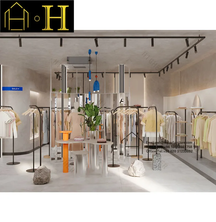 Fashion Women Clothing Store Decoration Design Clothing Store Furniture Custom Women Clothes Hanging Rack For Clothing Store