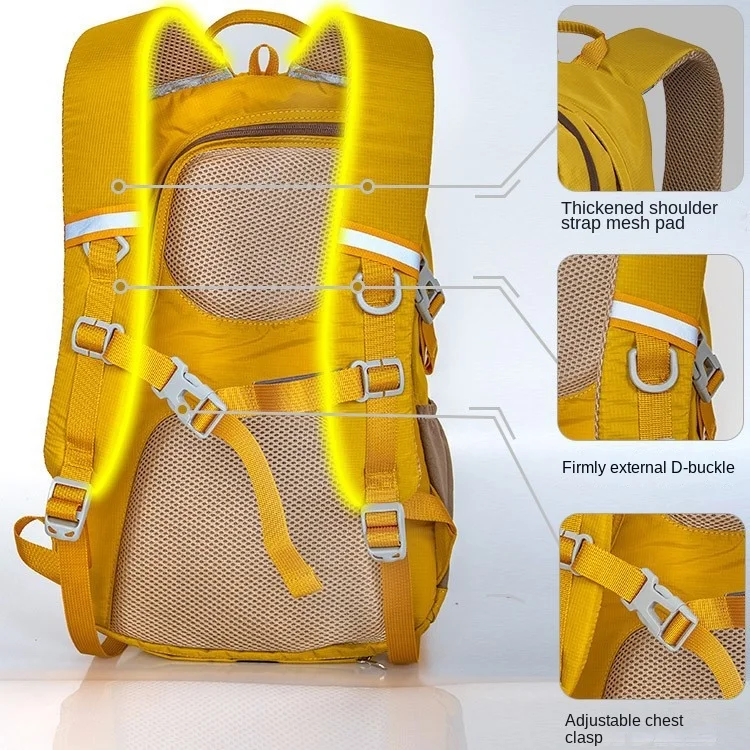 Custom Lightweight Nylon Outdoor Hiking Backpack Unisex Waterproof Short-Distance Travel Closure Zipper USB Access Climbing