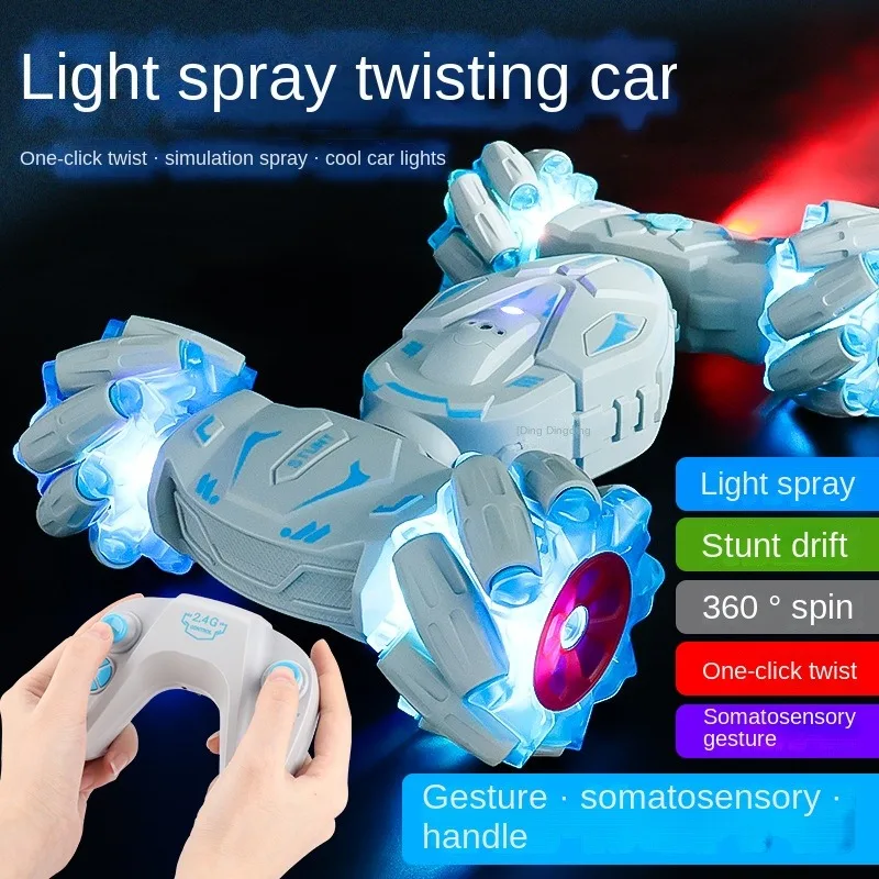 2023 New 2.4G Radio Remote Control Cars Newest 4WD Light Spray Gesture Sensor Rotation Climbing Watch RC Stunt Car