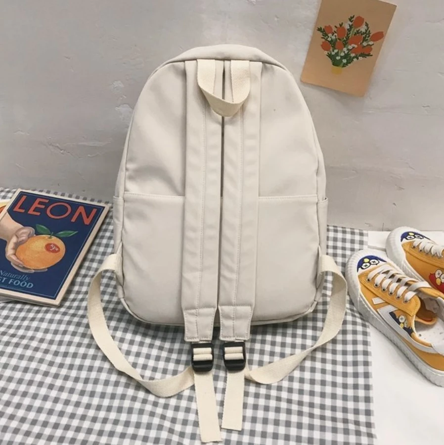 Wholesale No print Schoolbag Junior High School Female Korean Version College Student Backpack High School Large Capacity Bag