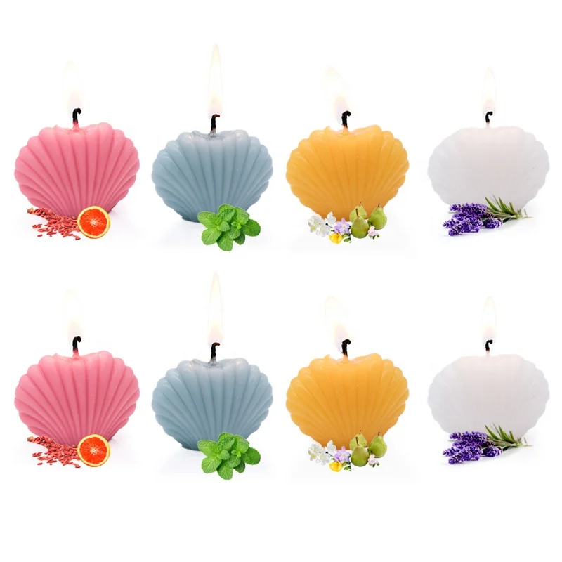 Foreign Trade Styling Ornament Shooting Props-Beeswax Fan Shaped Standing Shell Aromatherapy Candle Wool Palm Wax Diwali