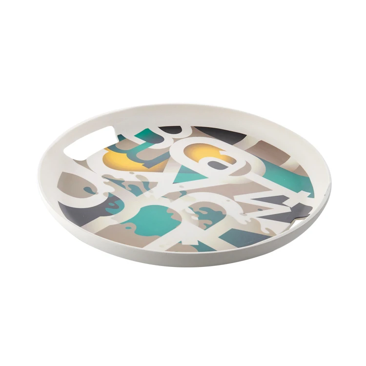 2020 Набор бамбуковых сервировочных лотков с ручкой с принтом на заказ для отеля ресторана