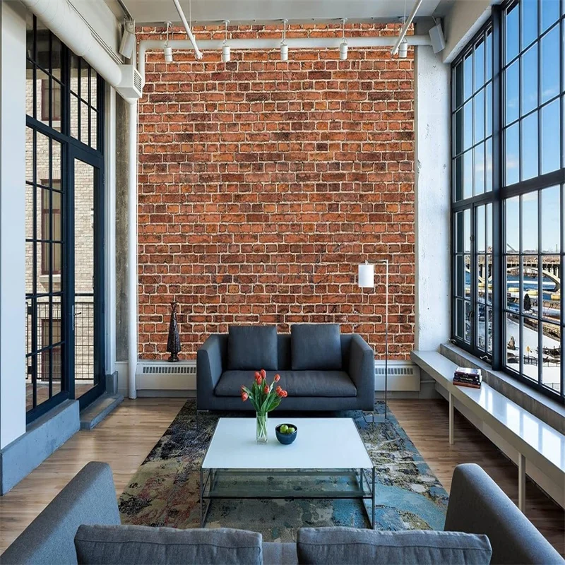 Colorful Brick Pattern Sticker Mural Wall Papers Brown Wallpaper HD Waterproof Wallpaper