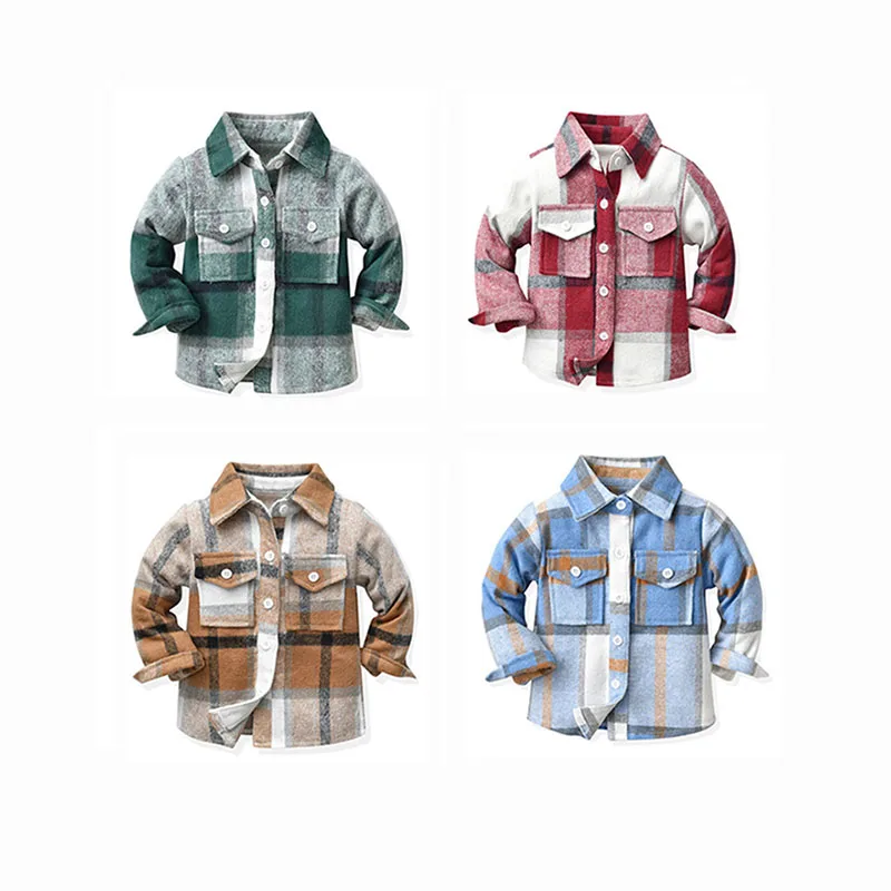 Wholesale winter thick fleece kids shirt little girls clothing plaid coat for girls fashion flannel shirts