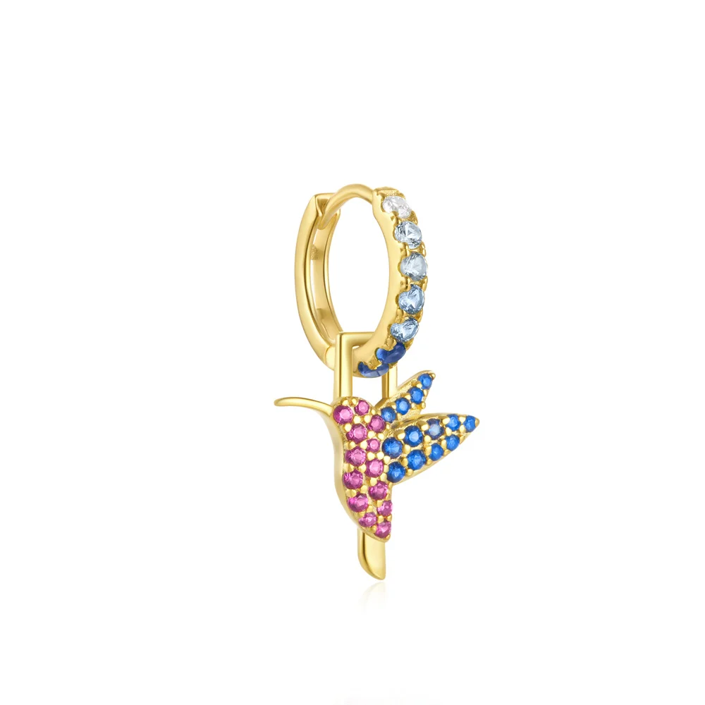 New Trendy Summer Jewelry Earring Removable Colorful Bird Pendant Fine Jewelry Animal Charms Hoop Drop Earrings