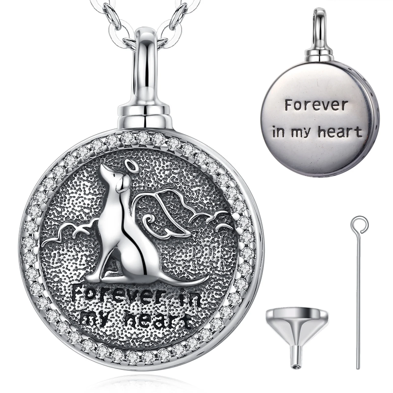 
Keepsake s925 sterling silver angel dog pets cremation urn pendants necklaces 