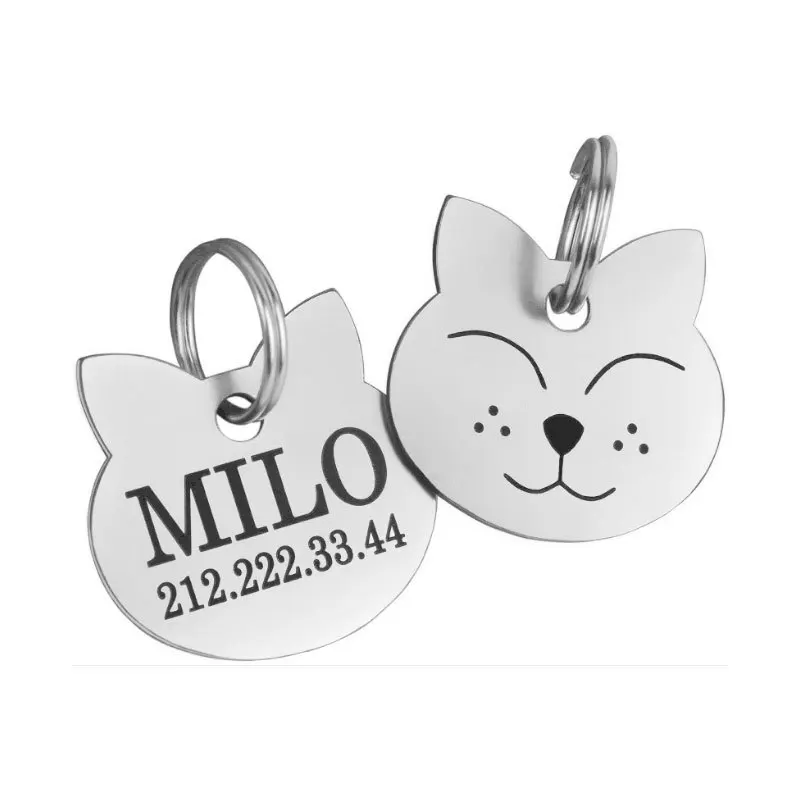 customization stainless steel engraved hart shape dog cat tags chain pet name tags necklace