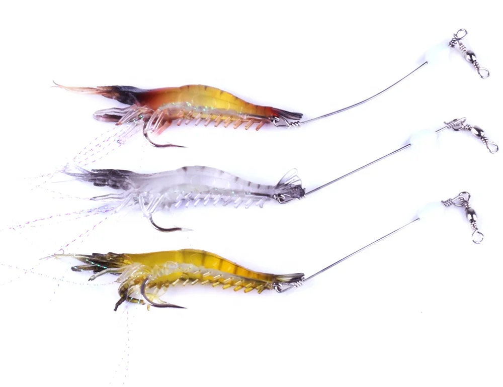 Heyi soft luminous shrimp bait simulation false bait 7.5cm 6.6g plastic soft shrimp fishing lures