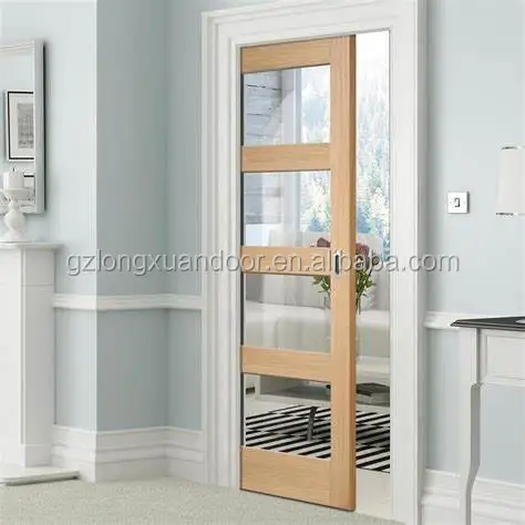 Interior Solid Secret Sliding Pocket Bathroom Door Contemporary Interior Doors for Houses Modern Interior Wood Door Bedroom